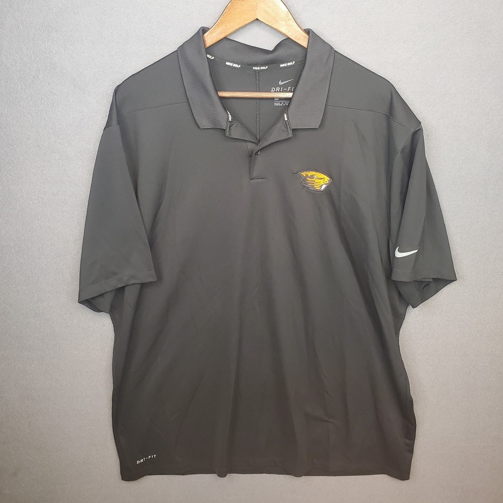 Oregon State Beavers OSU NIKE Golf Dri-fit Polo Shirt Black Mens XXL NCAA Patch